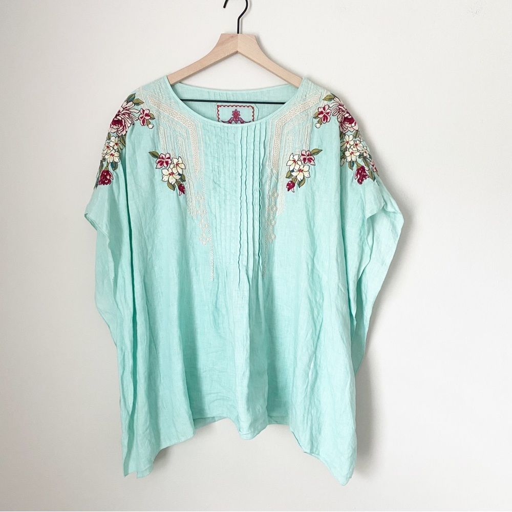 Johnny Was Embroidered Linen Blouse Large